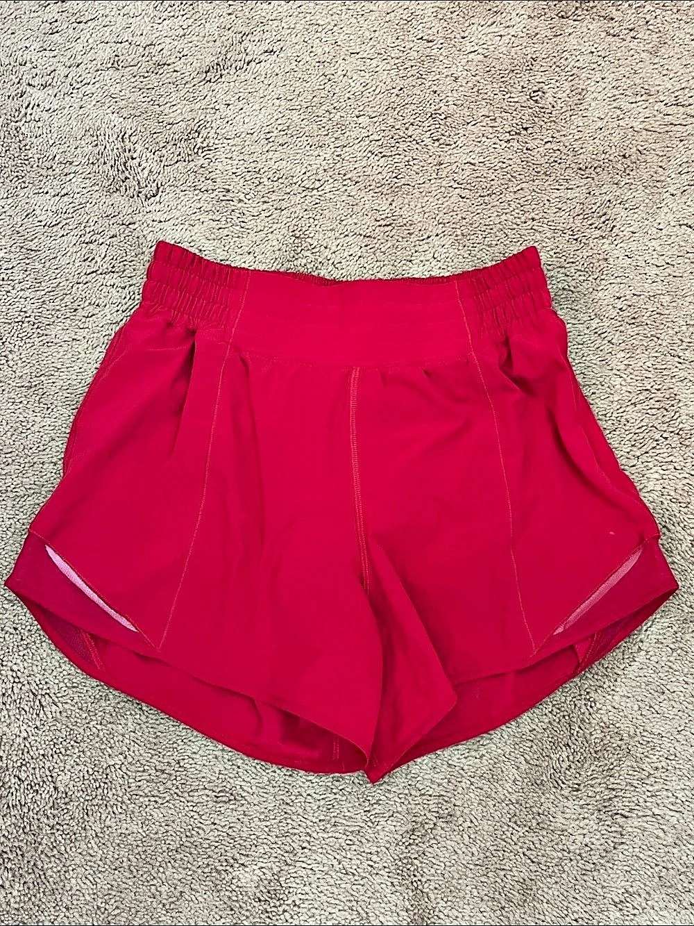 lululemon Hotty Hot High Rise Lined 4 inch Shorts Hot Pink Size 4